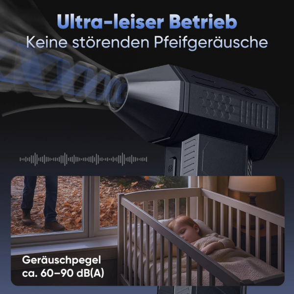 SALCAR Elektrischer Air Duster X3 mit 130.000 U/min – Tragbares & Wiederaufladbares Staubgebläse mit 3 Stufen, Turbotaste & Super-Power für PC, Auto & Haushalt – Bild 3